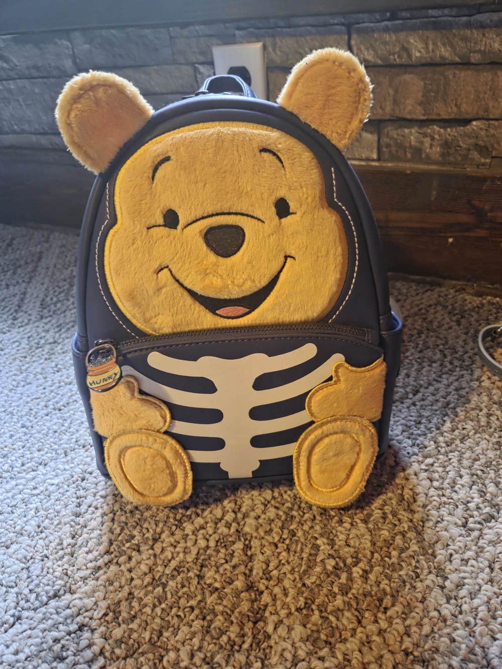 Loungefly Yellow & Navy Winnie the Pooh Skeleton Kids Backpack